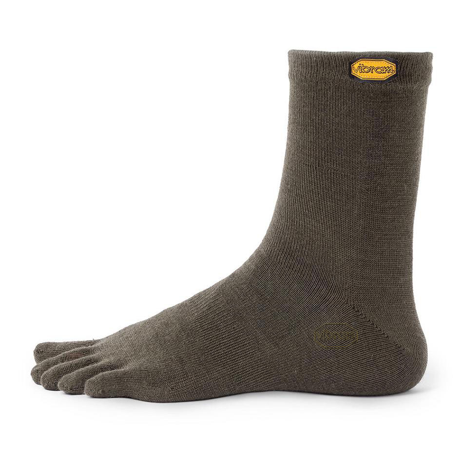 Men\'s Vibram 5TOE Crew Wool Socks Green | CA_L11