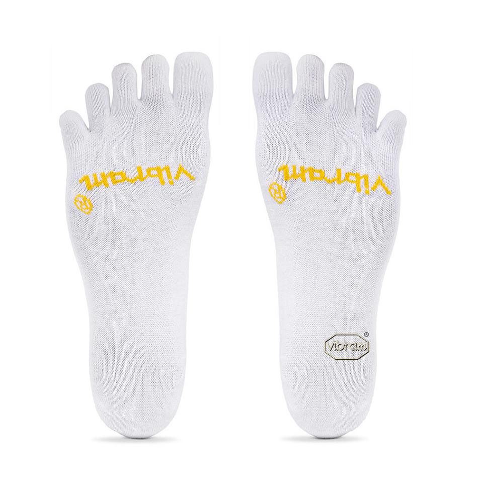 Men's Vibram 5TOE Ghost Socks White | CA_K07