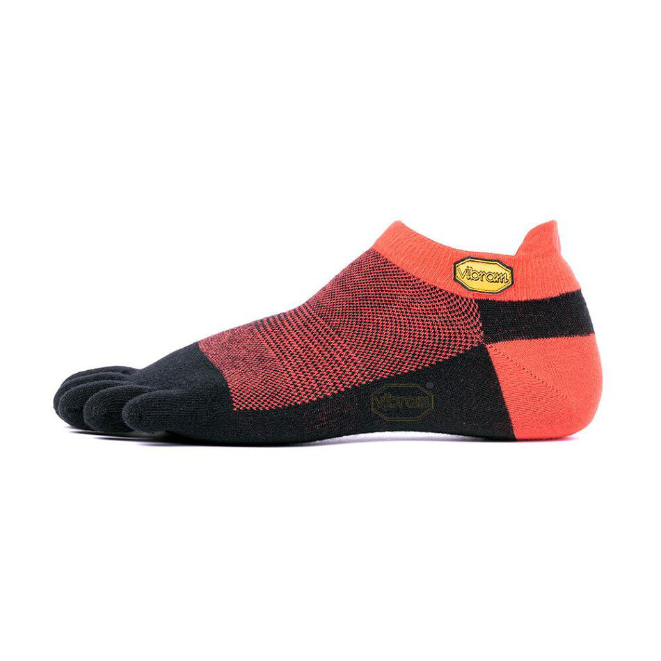 Men\'s Vibram 5TOE No Show Socks Red / Black | CA_Z90