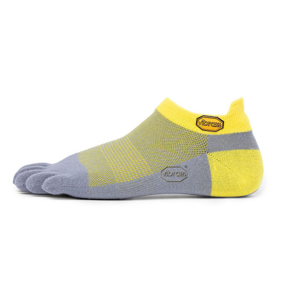 Men\'s Vibram 5TOE No Show Socks Yellow / Grey | CA_Y27