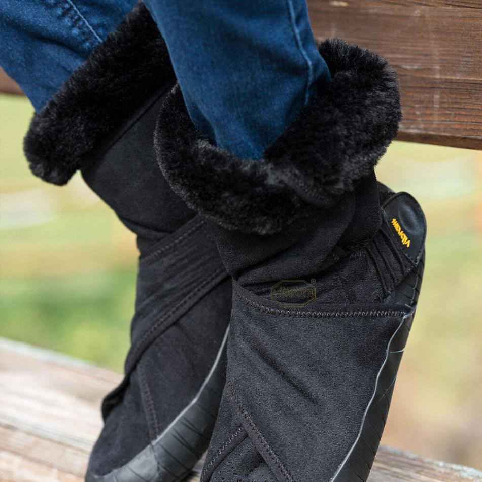 Men's Vibram Furoshiki Eastern Traveler Classic Shearling Mid Boots Black | CA_H56