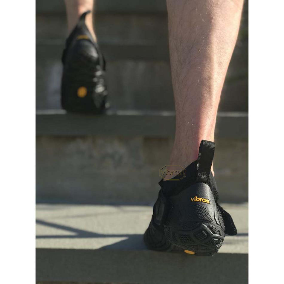 Men's Vibram Furoshiki Knit High Shoes Black | CA_K82