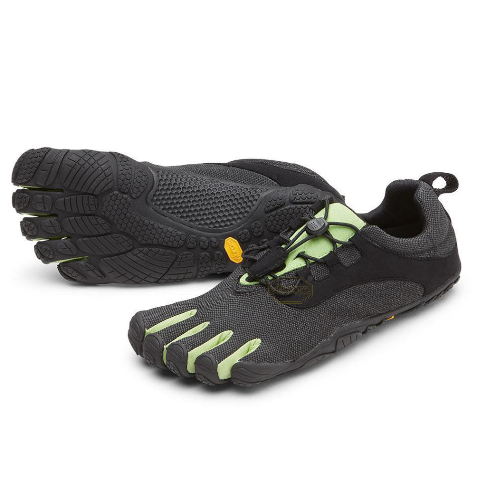 Men\'s Vibram V-Run Retro Running Shoes Black / Green / Black | CA_Q49