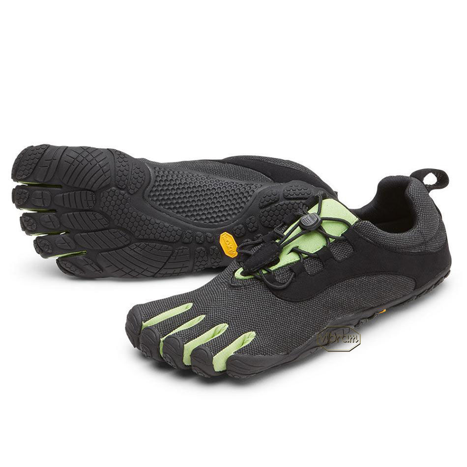 Men\'s Vibram V-Run Retro Training Shoes Black / Green / Black | CA_D29