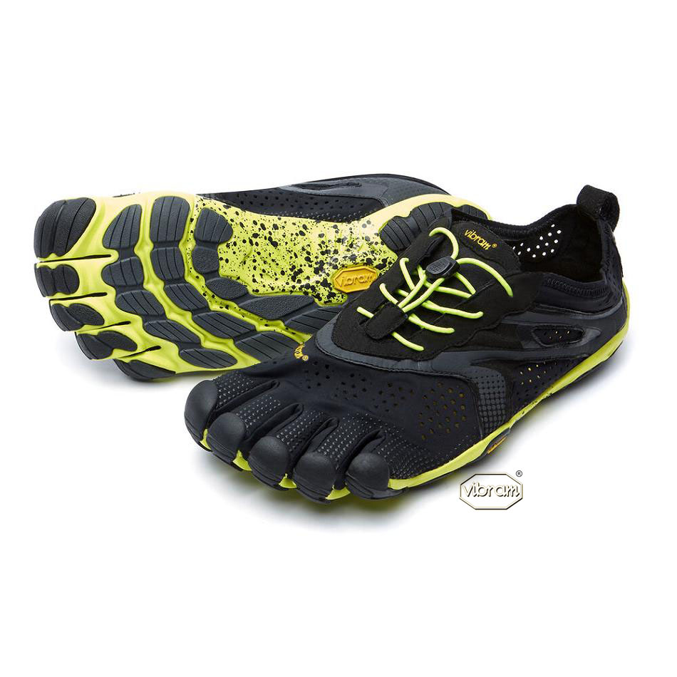 Men\'s Vibram V-Run Running Shoes Black / Yellow | CA_G61