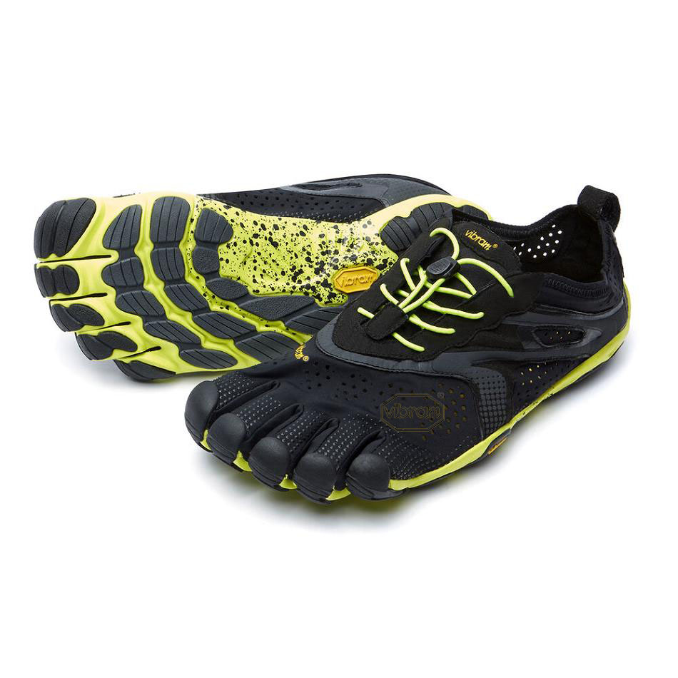 Men\'s Vibram V-Run Training Shoes Black / Yellow | CA_H11