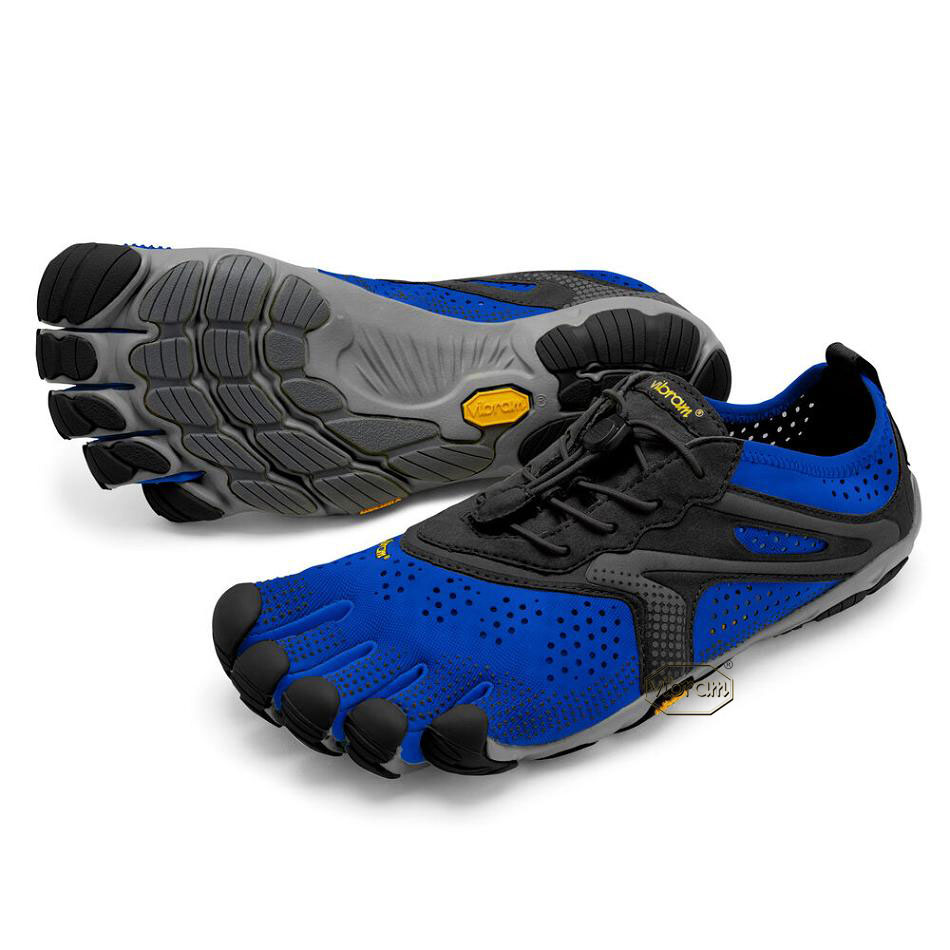 Men\'s Vibram V-Run Training Shoes Blue / Black | CA_V39