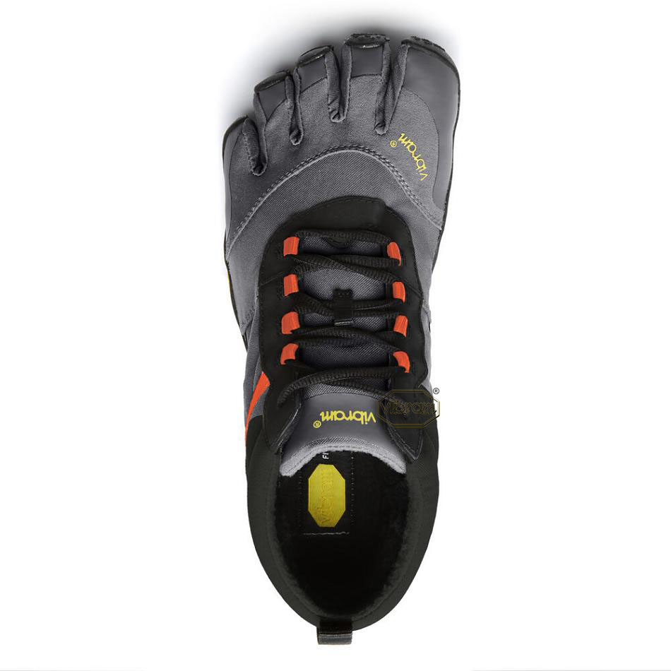 Men's Vibram V-Trek Insulated Hiking Shoes Black / Grey / Red | CA_V18