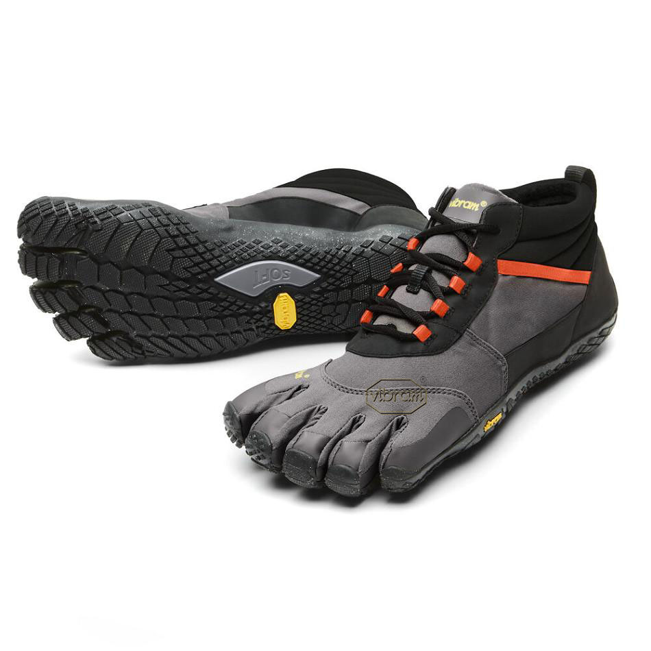 Men\'s Vibram V-Trek Insulated Trail Running Shoes Black / Grey / Red | CA_E24