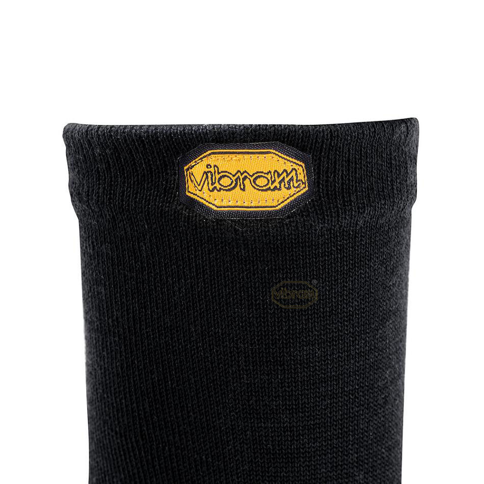 Women's Vibram 5TOE Crew Wool Socks Black | CA_C89