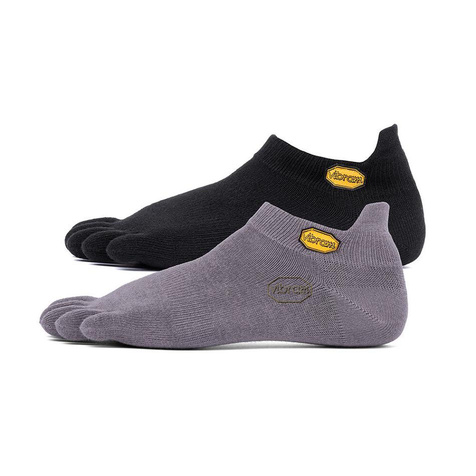 Women\'s Vibram 5TOE No Show 2 Pack Socks Black / Grey | CA_X13