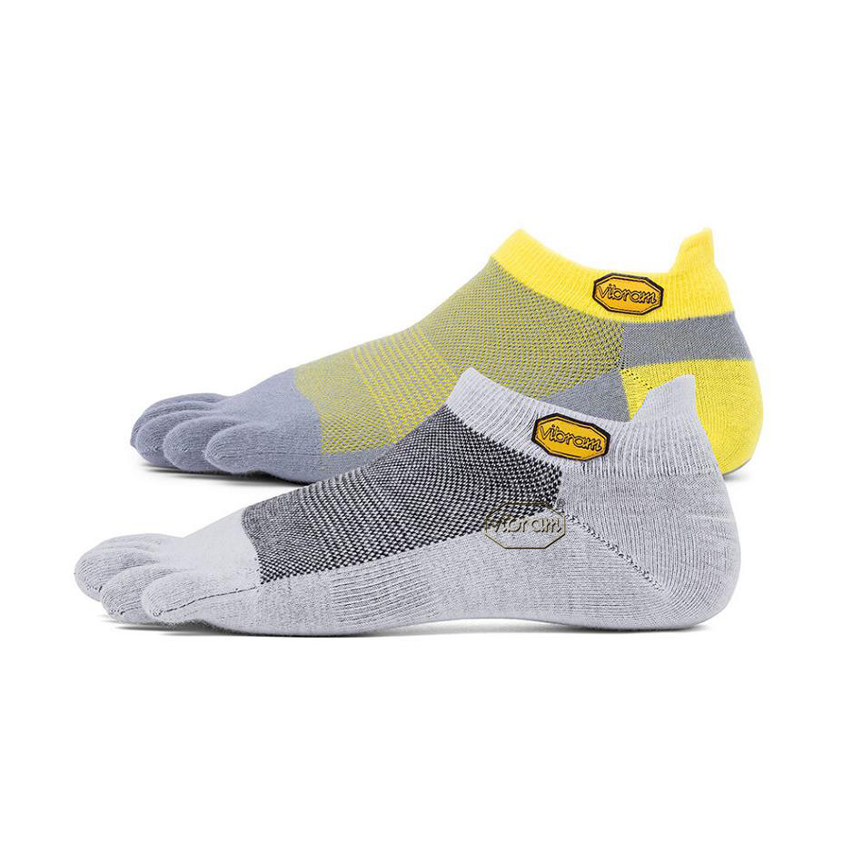 Women\'s Vibram 5TOE No Show 2 Pack Socks Light Grey / Yellow Grey | CA_X67