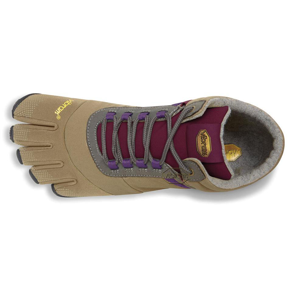 Women's Vibram Trek Ascent Insulated Hiking Shoes Khaki / Purple | CA_A33