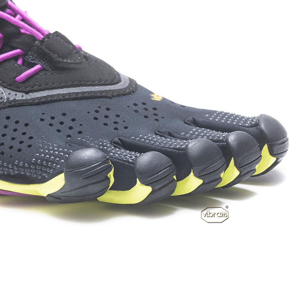 Women's Vibram V-Run Running Shoes Black / Yellow / Purple | CA_A54