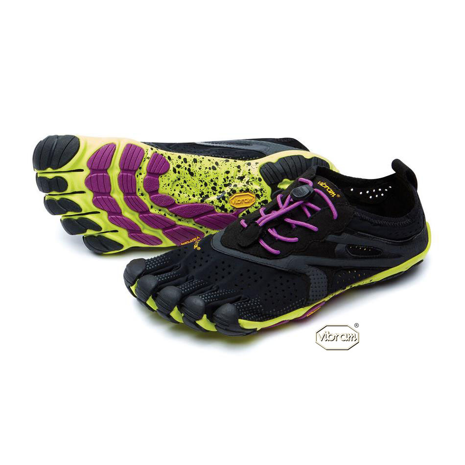 Women\'s Vibram V-Run Running Shoes Black / Yellow / Purple | CA_A54