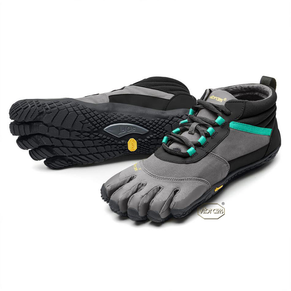 Women\'s Vibram V-Trek Insulated Casual Shoes Black / Grey / Green | CA_R49